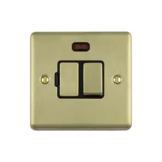 ENSWFNPBB - Eurolite 13Amp DP Switched Fuse Spur with Neon Indicator Polished Brass with Black Trim (Enhance Range)