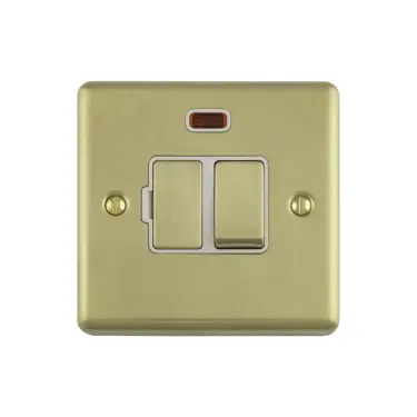 Click Here To Enlarge This Photo Of ENSWFNPBW - Eurolite 13Amp DP Switched Fuse Spur with Neon Indicator Polished Brass with White Trim (Enhance Range)