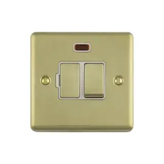ENSWFNPBW - Eurolite 13Amp DP Switched Fuse Spur with Neon Indicator Polished Brass with White Trim (Enhance Range)