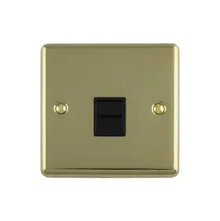 EN1MPBB - Eurolite 1 Gang Master Telephone Socket Polished Brass with Black Trim (Enhance Range)