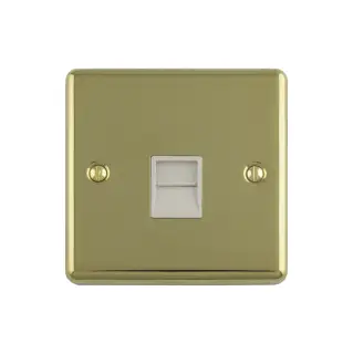 EN1MPBW - Eurolite 1 Gang Master Telephone Socket Polished Brass with White Trim (Enhance Range)