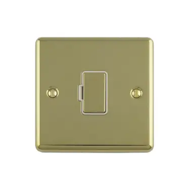 Click Here To Enlarge This Photo Of ENUSWFPBW - Eurolite 13Amp Unswitched Fuse Spur Polished Brass with White Trim (Enhance Range)