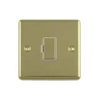 ENUSWFPBW - Eurolite 13Amp Unswitched Fuse Spur Polished Brass with White Trim (Enhance Range)