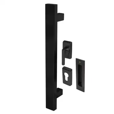 Click Here To Enlarge This Photo Of BLU Performance KM853 Inline Rectangular T-Bar Pull Handle for Straight Slide Doors, Secret Fix & Flush Pull, 316 Stainless Steel, Matt Black Lacquer Finish (KM853-SING-MBL)