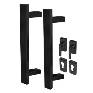 BLU Performance KM856 Offset Rectangular T-Bar Pull Handle for Straight Slide Doors, Back to Back Fix, 316 Stainless Steel, Matt Black Lacquer Finish (KM856-PAIR-MBL)