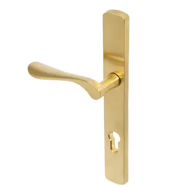 Click Here To Enlarge This Photo Of BLU Performance Regent Right Hand Multipoint Door Lock Handle, Dual Sprung, 316 Grade Stainless Steel, PVD Satin Brass Finish (REG095-RH-PSB)