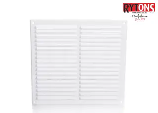 LV205FWH Rytons 9" x 9" White Plastic Louvred Vent c/w Flyscreen