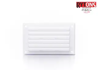 LV25FWH Rytons 6" x 3" White Plastic Louvred Vent c/w Flyscreen