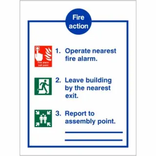 Self Adhesive Vinyl 3 Point Fire Action Notice Sign