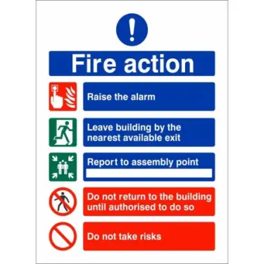 Click Here To Enlarge This Photo Of Rigid Plastic (1mm) Raise The Alarm Fire Action Notice Sign