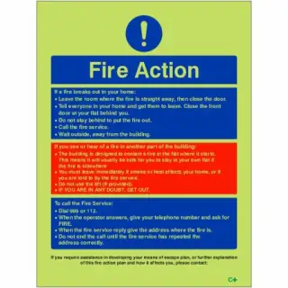 Photoluminescent (Glow in the Dark) Self Adhesive (Class C) Personal Emergency Evacuation Plan PEEP Sign