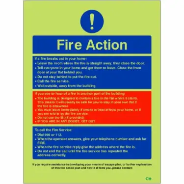 Click Here To Enlarge This Photo Of Photoluminescent (Glow in the Dark) Rigid Plastic (Class C) Personal Emergency Evacuation Plan PEEP Sign