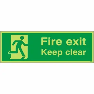 Photoluminescent (Glow in the Dark) Rigid Plastic (Class C) Final Fire Exit Keep Clear Sign