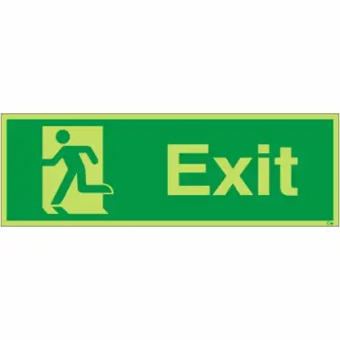 Click Here To Enlarge This Photo Of Photoluminescent (Glow in the Dark) Self Adhesive (Class C) Exit Running Man Left Sign