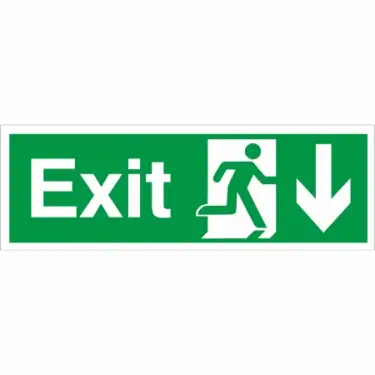 Click Here To Enlarge This Photo Of Rigid Plastic (1mm) Exit Arrow Down Sign