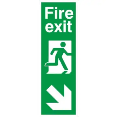 Click Here To Enlarge This Photo Of Self Adhesive Vinyl Fire Exit Arrow Down Right Sign