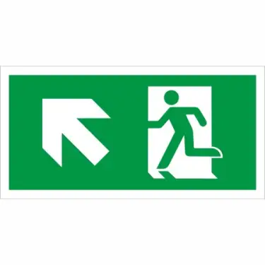 Click Here To Enlarge This Photo Of Self Adhesive Vinyl Fire Exit Symbol Only with Arrow Up Left Sign