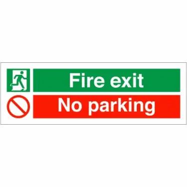 Click Here To Enlarge This Photo Of Self Adhesive Vinyl "Fire Exit - No Parking" Sign