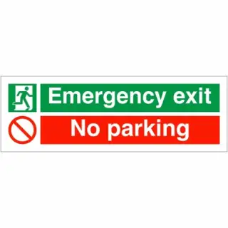 Rigid Plastic (2mm) "Emergency Exit - No Parking" Sign