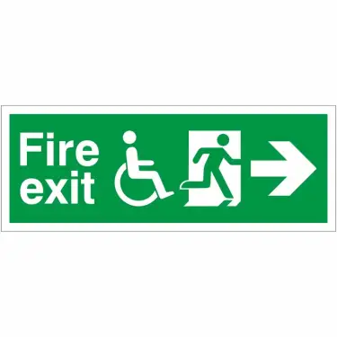 Click Here To Enlarge This Photo Of Self Adhesive Vinyl Refuge Fire Exit Right Sign - 400mm x 150mm