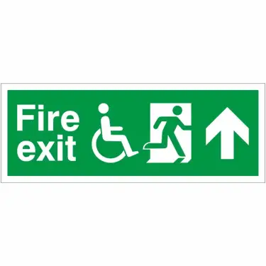 Click Here To Enlarge This Photo Of Self Adhesive Vinyl Refuge Fire Exit Up Sign - 400mm x 150mm