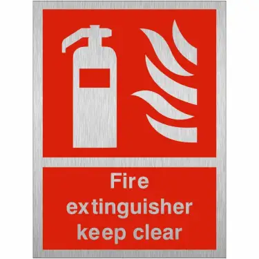 Click Here To Enlarge This Photo Of Brushed Aluminium (3mm) Fire Extinguisher Keep Clear Sign