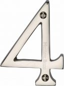 C1560 4-PNF Heritage Brass Numeral 4 Face Fix 76mm (3") Polished Nickel Finish