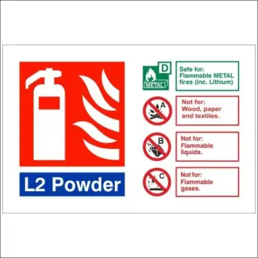 Click Here To Enlarge This Photo Of Self Adhesive Vinyl L2 Powder Fire Extinguisher ID Sign - 150mm x 100mm