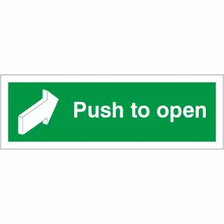 Rigid Plastic (1mm) Push To Open Instruction Sign - 300mm x 100mm