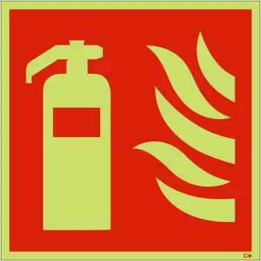 Click Here To Enlarge This Photo Of Photoluminescent (Glow in the Dark) Rigid Plastic (Class C) Fire Extinguisher Symbol Sign