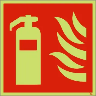 Photoluminescent (Glow in the Dark) Rigid Plastic (Class C) Fire Extinguisher Symbol Sign