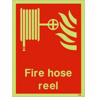 Photoluminescent (Glow in the Dark) Self Adhesive (Class C) Fire Hose Reel Sign