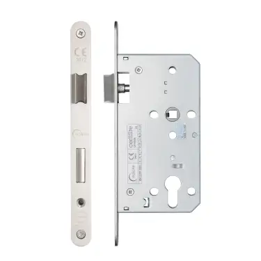 Click Here To Enlarge This Photo Of Eclipse 71420 DIN Euro Sashlock 60mm - (22mm Radius Forend) - Satin Stainless Steel