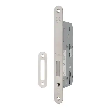 Click Here To Enlarge This Photo Of Eclipse 71422 DIN Euro Deadlock 60mm - (22mm Radius Forend) - Satin Stainless Steel