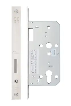 Click Here To Enlarge This Photo Of Eclipse 71432 DIN Euro Deadlock 55mm - (24mm Square Forend) - Satin Stainless Steel