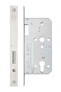 Eclipse 71432 DIN Euro Deadlock 55mm - (24mm Square Forend) - Satin Stainless Steel