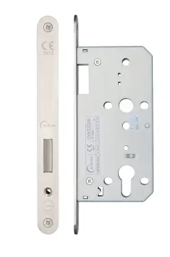 Click Here To Enlarge This Photo Of Eclipse 71442 DIN Euro Deadlock 55mm - (24mm Radius Forend) - Satin Stainless Steel