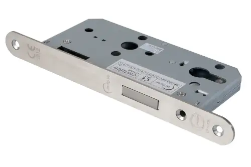 Click Here To Enlarge This Photo Of Eclipse 71442 DIN Euro Deadlock 55mm - (24mm Radius Forend) - Satin Stainless Steel