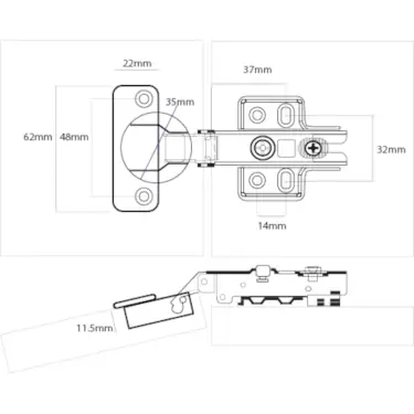 Click Here To Enlarge This Photo Of Eclipse 99016 35mm NP Slide On Cabinet Hinge 105° Full Overlay - Pack of 2