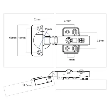 Click Here To Enlarge This Photo Of Eclipse 99018 35mm NP Clip On Soft Close Cabinet Hinge 105° Full Overlay - Pack of 2