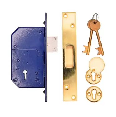 Click Here To Enlarge This Photo Of TSSRETROUPMDL3B - TSS British Standard Retro Fit 5 Lever Upright Mortice Deadlock 73mm Polished Brass (Chubb 3G110)