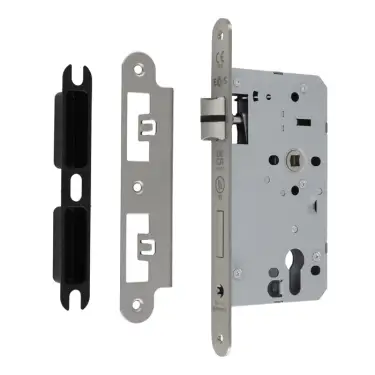 Click Here To Enlarge This Photo Of DLX7260ESCSSS/R - Carlisle Brass Eurospec DIN Euro Escape Lock 60mm Backset (Radius Forend) - Satin Stainless Steel