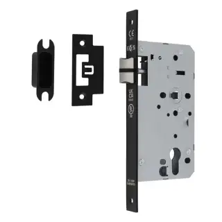 DLX0060LMB - Carlisle Brass Eurospec DIN Latch 60mm Backset (Square Forend) - Matt Black
