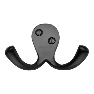 V1060-BKMT Heritage Brass Double Coat Hook Matt Black Finish