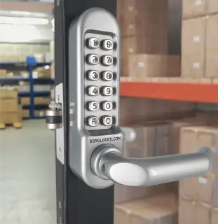 BORG Locks BL5002 SC Medium/Heavy Duty Digital Lock (Round Bar) with Free Passage Mode (28mm Latch for Aluminium/Narrow Stile Doors) - Satin Chrome