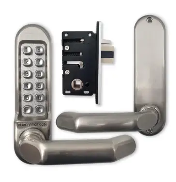 Click Here To Enlarge This Photo Of BORG Locks BL5002 SS Medium/Heavy Duty Digital Lock (Round Bar) with Free Passage Mode (28mm Latch for Aluminium/Narrow Stile Doors) - Stainless Steel