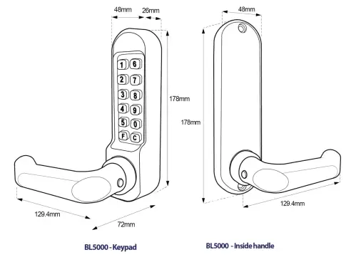 Click Here To Enlarge This Photo Of BORG Locks BL5002 SS Medium/Heavy Duty Digital Lock (Round Bar) with Free Passage Mode (28mm Latch for Aluminium/Narrow Stile Doors) - Stainless Steel