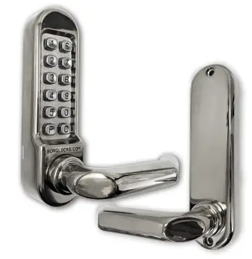 Click Here To Enlarge This Photo Of BORG Locks BL5002 PC Medium/Heavy Duty Digital Lock (Round Bar) with Free Passage Mode (28mm Latch for Aluminium/Narrow Stile Doors) - Polished Chrome