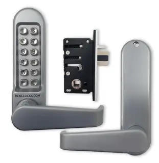 BORG Locks BL5402 SC Medium/Heavy Duty Digital Lock (Flat Bar) with Free Passage Mode (28mm Latch for Aluminium/Narrow Stile Doors) - Satin Chrome