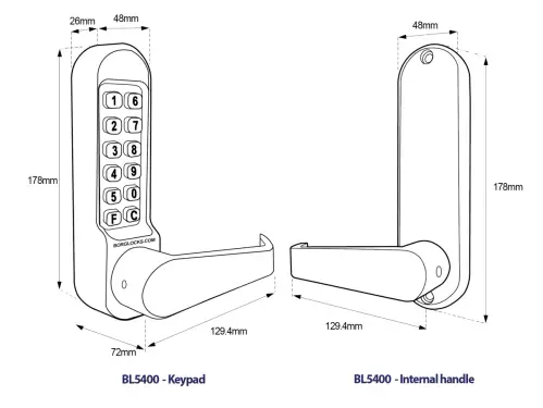 Click Here To Enlarge This Photo Of BORG Locks BL5403 SC Medium/Heavy Duty Digital Lock (Flat Bar) with Free Passage Mode (60x72mm Euro Profile Lockcase) - Satin Chrome
